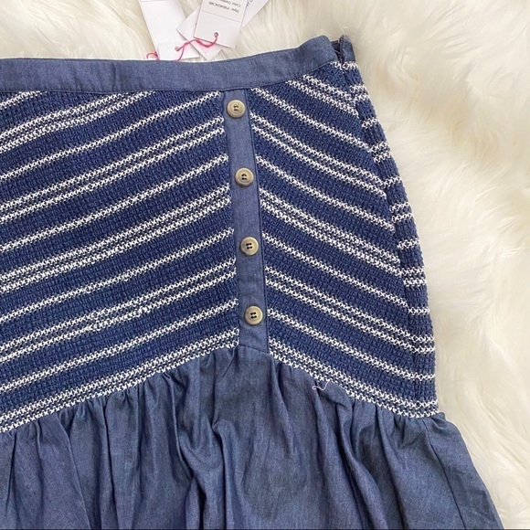 Parker Womens Jordan Striped Smocked Mini Skirt 10 - Picture 6 of 10